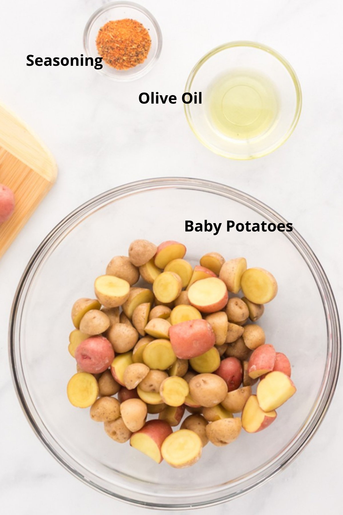 ingredients for air fryer baby potatoes on a table
