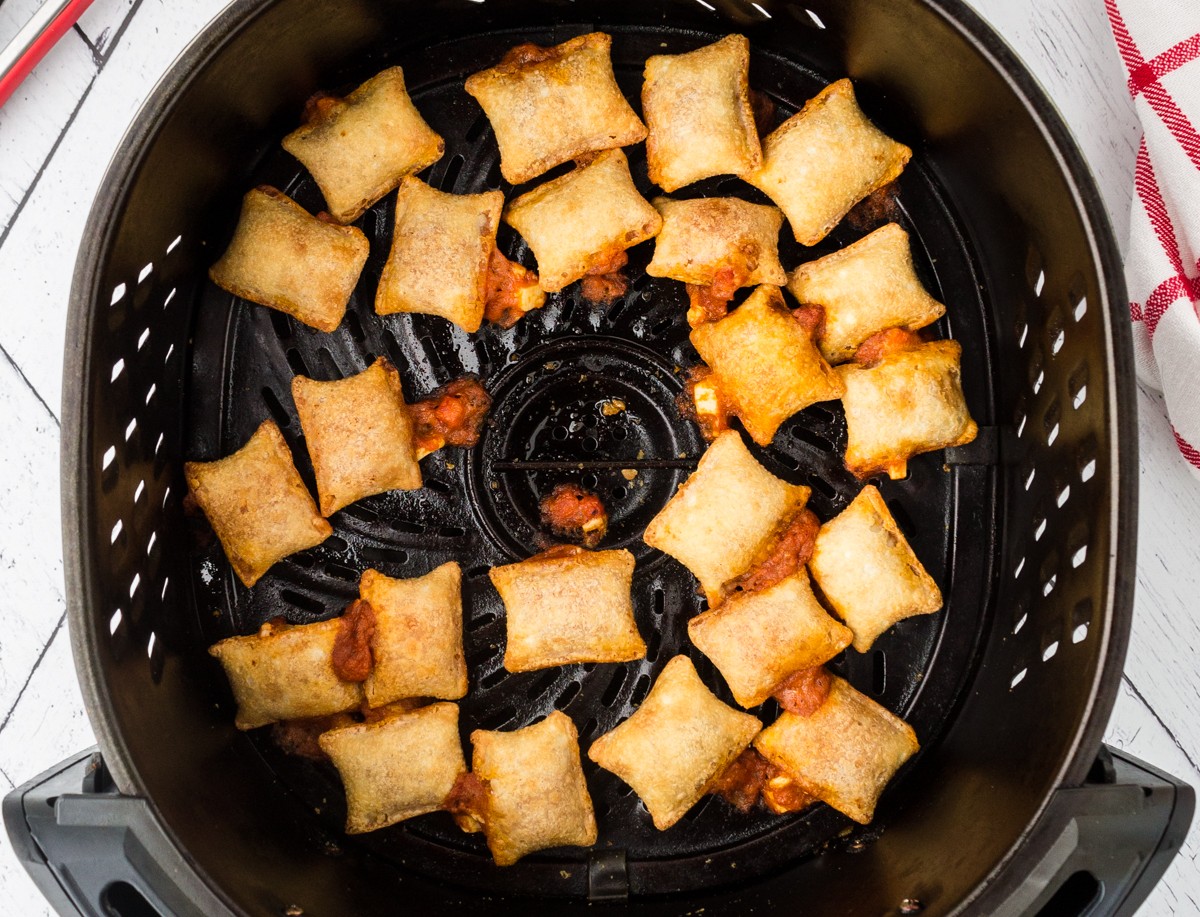frozen pizza rolls cooked in an air fryer