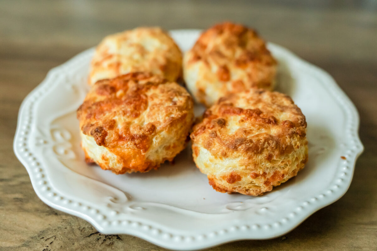 homemade cheese biscuits in the air fryer on a plate